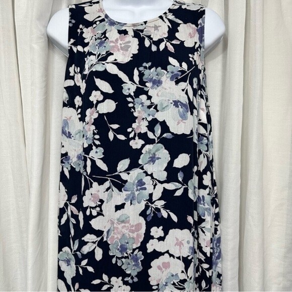 J.Jill Navy Multicolored Floral Print Size Medium Maxi Dress - Picture 12 of 16